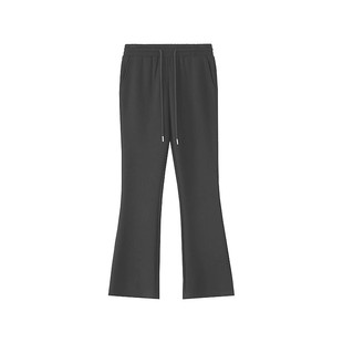 深灰色微喇休闲裤女冬季加绒大码胖mm弹力显瘦梨形身材运动卫裤子