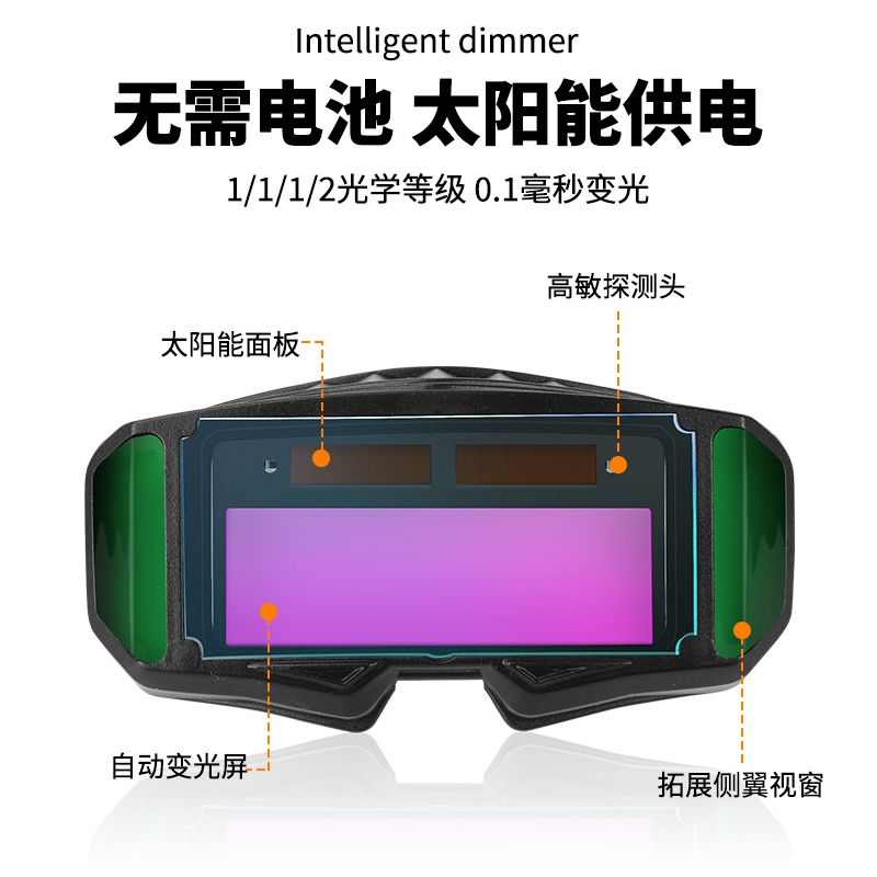 自动变光电焊眼镜 多视窗TY007款 防强光 保护片 镜盒 绑带 坚固