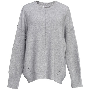 [yeren3]蝙蝠袖灰色毛衣女软糯慵懒风宽松显瘦春秋套头打底针织衫