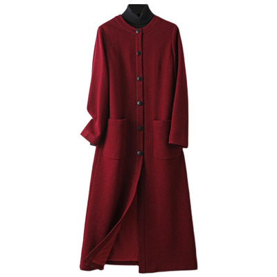 春秋薄款宽松毛呢大衣品牌折扣