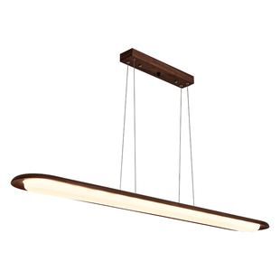 新中式餐厅吊灯宋代美学胡桃木极简一字长条茶室顶灯中古风艺术灯