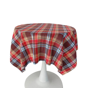 大千印象格子桌布复古野餐布拍照背景布餐桌布红色书桌圣诞节装饰