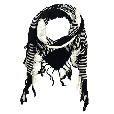 春季黑白格大三角男女流苏围巾