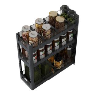 厨房调味拉篮抽屉式双层调料橱柜内置收纳改造小尺寸拉篮窄柜底装