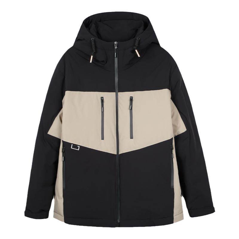 才子男装撞色拼接连帽羽绒服