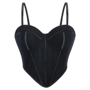 欧美风网纱小背心鱼骨软支撑钢圈短款背心吊带修身简约抹胸上衣