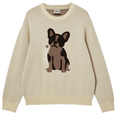 杰克琼斯男装25年秋季新款卡通动物毛衣宽松雪尼尔针织衫情侣上衣