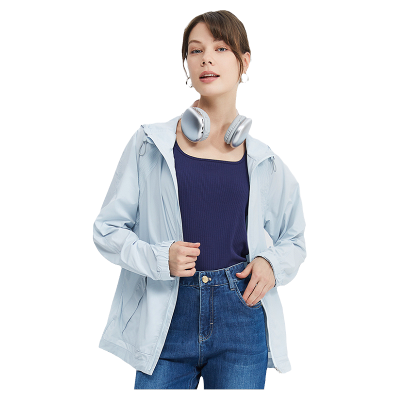 波顿女士2026春夏新款防晒衣冰凉丝连帽浅彩色防晒服休闲外套上衣