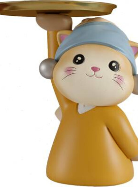 创意艺术猫置物托盘家居卧室玄关放钥匙桌面梳妆台化妆品收纳摆件