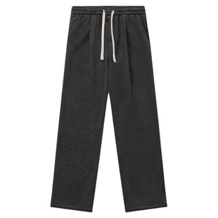 GWIT 美拉德霜花复古重磅奥粒绒冬季保暖阔腿加绒裤加厚休闲裤男