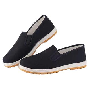 买一送一老北京布鞋男中老年休闲软底透气一脚蹬爸爸工装鞋黑布鞋