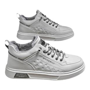 海澜之家男鞋冬季欧洲站休闲皮鞋加绒加厚东北棉鞋保暖一脚蹬板鞋