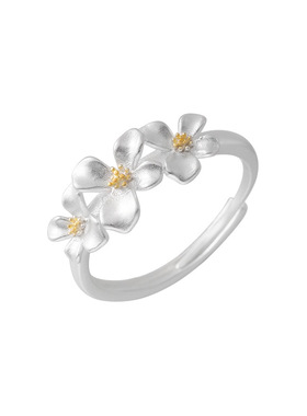 990足银栀子花戒指女甜美公主风