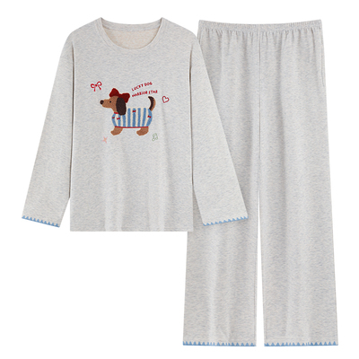 【浪莎】羊绒睡衣女加厚保暖套装