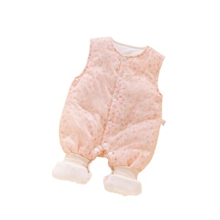 婴儿背带裤女宝宝秋冬季加绒小月龄幼儿裆部按扣连体夹棉裤子外出