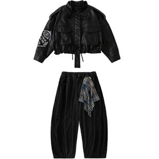 街舞儿童潮服嘻哈hiphop元旦舞蹈表演服男童潮牌套装演出服装时髦