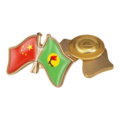 中国和扎伊尔双旗帜交叉旗帜友谊旗帜徽章胸章高档配饰