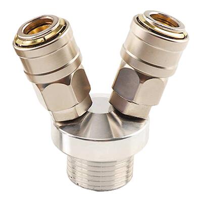 空压机C式快速接头外牙4分圆二通自锁SMV气管公母快插接头两叉头