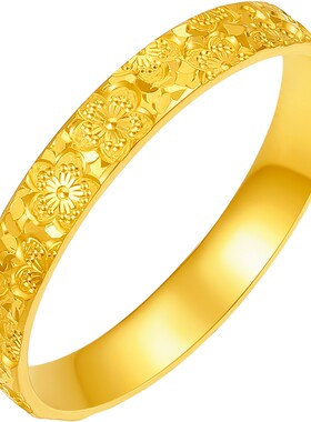 周六福精品足金戒指樱花碎碎冰闪闪指环女戒计价送女友节日礼物