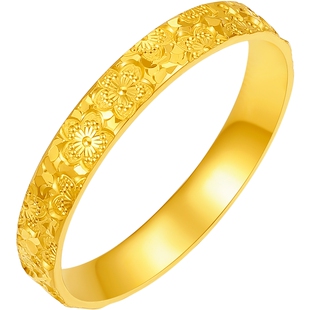 周六福精品足金戒指樱花碎碎冰闪闪指环女戒计价送女友妇女节礼物