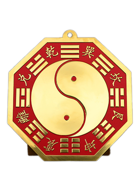 黄铜彩绘八卦镜凹面家用太极凹凸镜玄关入户门装饰吉祥新中式摆件