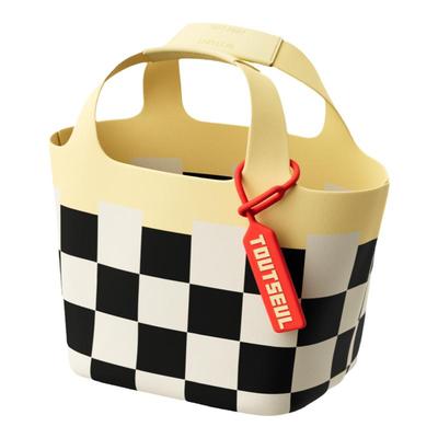 TOUTSEUL读设原创小众菜篮子新款格子手提包棋盘格女花园包水桶包