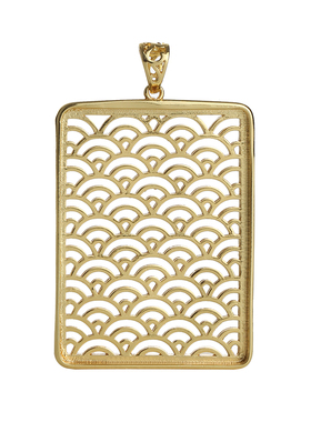 国潮简约方形绿松石吊坠空托配件