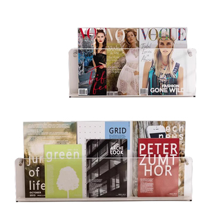 亚克力免打孔杂志架挂墙上壁挂书架置物架透明绘本架装饰收纳展示