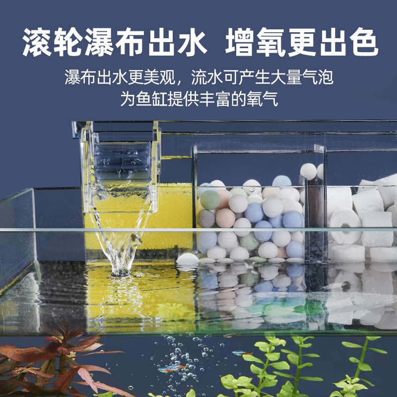 鱼缸过滤器过滤盒净水循环三合一滴流盒小鱼缸壁挂系统乌龟缸小型