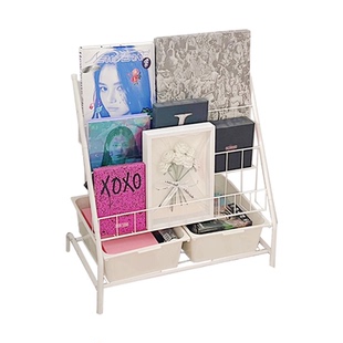 cd专辑黑胶收纳架铁艺阶梯式陈列放置架光碟片光盘盒收藏展示架