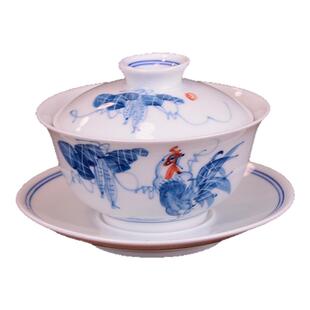 大号青花盖碗 贵和祥超值手绘陶瓷三才 景德镇 功夫茶具茶杯茶碗