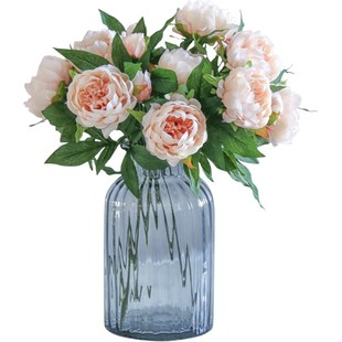 知根 北欧仿真3头牡丹花芍药婚庆假花家居客厅餐桌花摆设装饰花卉