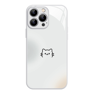 渐变猫猫iPhone17promax苹果16pro小米15华为pura80新款nova14适用vivoX200红米k70玻璃oppofindX8情侣手机壳