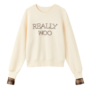 秋水伊人卫衣女款宽松学院风2026春季新款圆领美式慵懒chic上衣