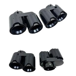 适用宝马新X5X6X7改装四出圆方口不锈钢碳纤维黑排气尾喉嘴后唇