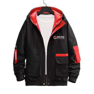 可定制顺丰快递顺丰同城工作服装拼接连帽夹克男女外套带帽衫衣服