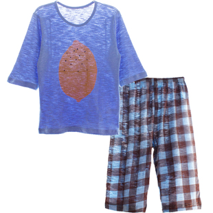 韩国儿童夏薄款睡衣吸排汗全棉纱线男童孩宝宝家居服空调内衣套装