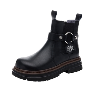 HR赫莲娜女鞋子2026秋季新款马丁靴增高百搭英伦风皮带扣爆款女靴