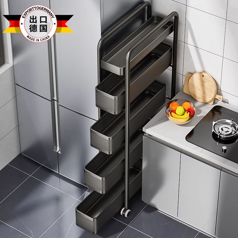 夹缝置物架厨房角落冰箱侧面极窄缝抽拉篮缝隙收纳柜卫生间小推车