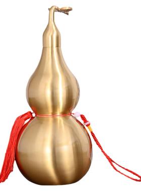 纯黄铜葫芦摆件手把绳挂件开口空心招财镇宅客厅卧室家居工艺礼品