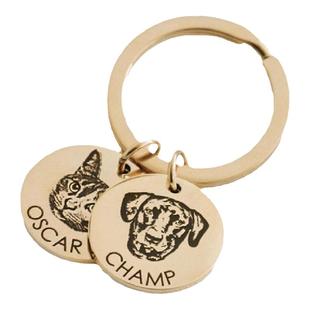 来图定制宠物钥匙扣猫咪狗手绘照片名字纪念挂饰金属情侣个性挂件