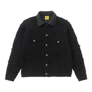 Candymade2025SS 苦瓜纹毛衣拼皮多口袋夹克