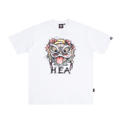 HEA潮牌醒狮手绘涂鸦印花短袖T恤