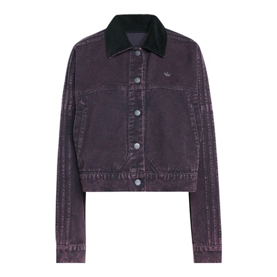 阿迪达斯三叶草女夹克2026春复古纯棉帆布翻领短款运动外套KC8889