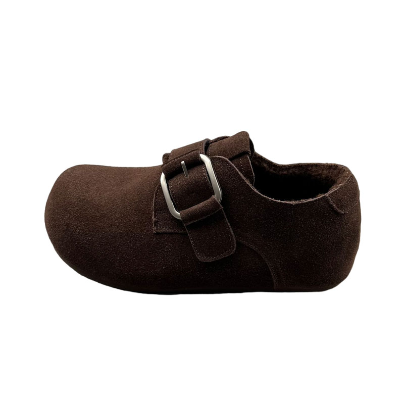 真皮羊卷毛魔术贴内增高休闲勃肯鞋2025年冬款软面防滑加绒单鞋