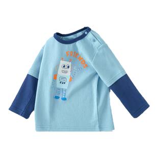 男童长袖t恤春秋纯棉薄款a类假两件儿童宝宝打底衫婴儿上衣秋装