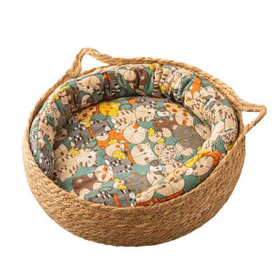 藤编四季通用猫窝柔软保暖