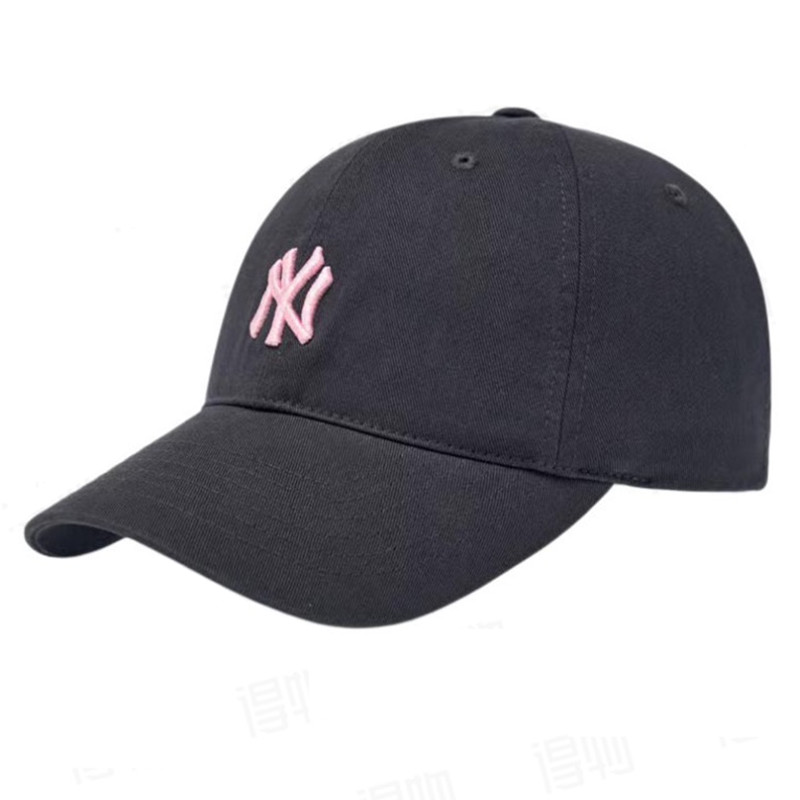 韩国MLB帽子NY洋基队软顶粉色刺绣小标棒球帽新款CP77碳灰粉