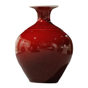 朵云轩高温窑变郎红釉球瓶变色釉花瓶中式瓷器装饰品自用送礼