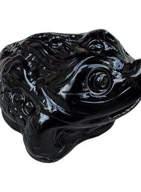 黑色石材金蟾摆件招财风水玄关